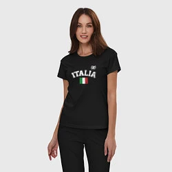 Пижама хлопковая женская Футбол Италия, цвет: черный — фото 2