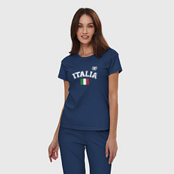 Пижама хлопковая женская Футбол Италия, цвет: тёмно-синий — фото 2