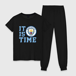 Пижама хлопковая женская It is Manchester City Time, цвет: черный