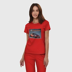 Пижама хлопковая женская Mazda Motorsports Development, цвет: красный — фото 2