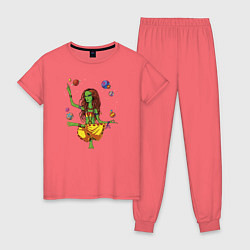 Пижама хлопковая женская Нирвана инопланетной женщины, цвет: коралловый