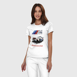 Пижама хлопковая женская BMW M Power Mission 8 Safety car, цвет: белый — фото 2