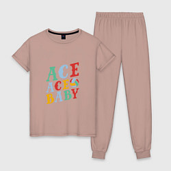 Пижама хлопковая женская Ace Ace Baby, цвет: пыльно-розовый