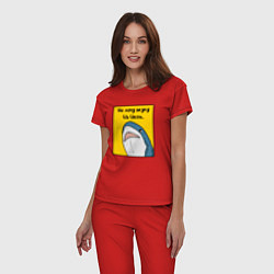 Пижама хлопковая женская Не хочу акулу из Икеи, цвет: красный — фото 2