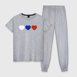 Пижама хлопковая женская Сердце триколор, цвет: меланж