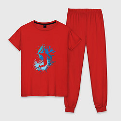Пижама хлопковая женская Blue Volleyball, цвет: красный