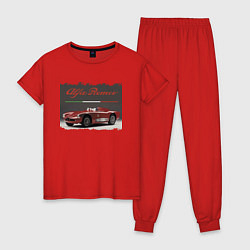 Пижама хлопковая женская Alfa Romeo Retro, цвет: красный
