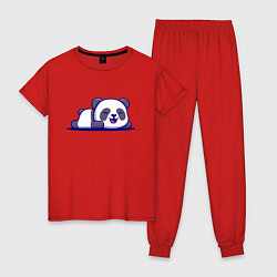 Пижама хлопковая женская Милашка панда Cutie panda, цвет: красный