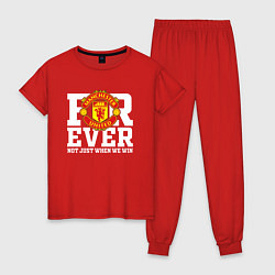 Пижама хлопковая женская Manchester United FOREVER NOT JUST WHEN WE WIN, цвет: красный