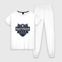 Пижама хлопковая женская Beach Volleyball Team, цвет: белый