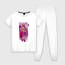 Пижама хлопковая женская Кабан - баскетболист, цвет: белый