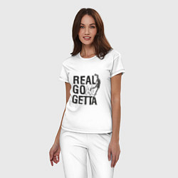 Пижама хлопковая женская Real Goal Getta, цвет: белый — фото 2