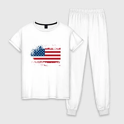 Пижама хлопковая женская Американский флаг Stars, цвет: белый