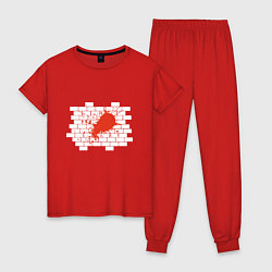 Пижама хлопковая женская Wall Basketball, цвет: красный