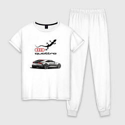 Пижама хлопковая женская Audi quattro Lizard, цвет: белый