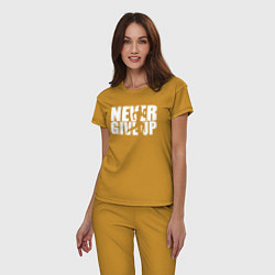 Пижама хлопковая женская NEVER GIVE UP НИКОГДА НЕ СДАВАЙСЯ СПОРТ, цвет: горчичный — фото 2