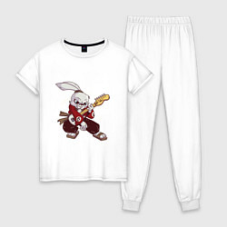 Пижама хлопковая женская Rabbit Rocker, цвет: белый