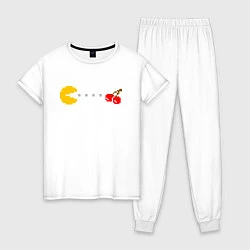Пижама хлопковая женская Pac-man 8bit, цвет: белый
