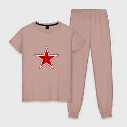 Пижама хлопковая женская Звезда ВС РФ, цвет: пыльно-розовый