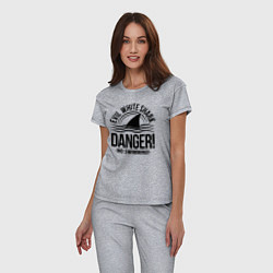 Пижама хлопковая женская Danger No swiming Evil White Shark, цвет: меланж — фото 2
