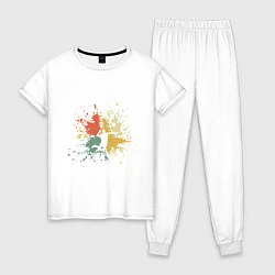 Пижама хлопковая женская Volleyball Jam, цвет: белый