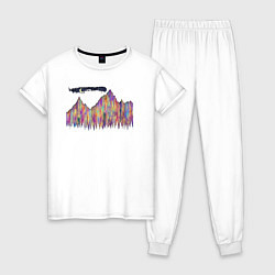 Пижама хлопковая женская Mountains Forest, цвет: белый