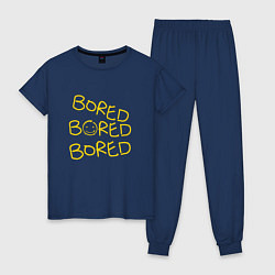 Пижама хлопковая женская Bored Bored Bored, цвет: тёмно-синий