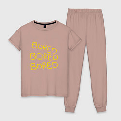 Пижама хлопковая женская Bored Bored Bored, цвет: пыльно-розовый