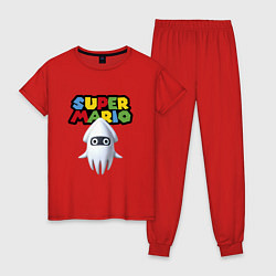 Пижама хлопковая женская Blooper Super Mario Nintendo Video game, цвет: красный