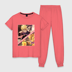 Пижама хлопковая женская Дио Брандо из ДжоДжо, цвет: коралловый