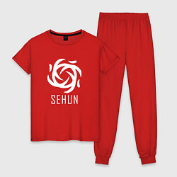 Пижама хлопковая женская Exo SEHUN, цвет: красный