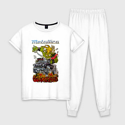 Пижама хлопковая женская Metallica Gimme fuel, цвет: белый