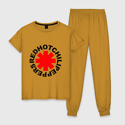 Пижама хлопковая женская Peppers logo, цвет: горчичный