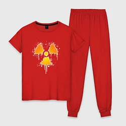 Пижама хлопковая женская Radioactive symbol, цвет: красный