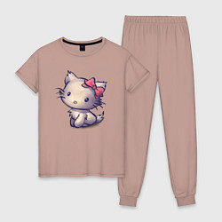 Пижама хлопковая женская Кыська, цвет: пыльно-розовый