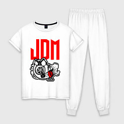 Пижама хлопковая женская JDM Japan Engine, цвет: белый