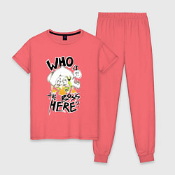 Пижама хлопковая женская Утка босс, цвет: коралловый
