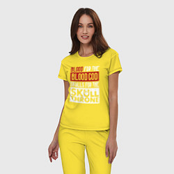 Пижама хлопковая женская Девиз Последователей Кхорна для темного фона, цвет: желтый — фото 2