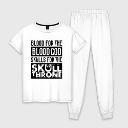 Пижама хлопковая женская Девиз последователей Кхорна для светлого фона, цвет: белый