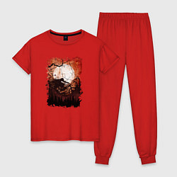 Пижама хлопковая женская Мтб стиль, цвет: красный