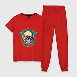 Пижама хлопковая женская Summer - Skull, цвет: красный