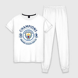 Пижама хлопковая женская Manchester City Champions 20212022, цвет: белый