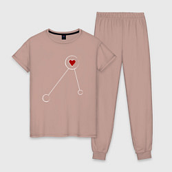 Пижама хлопковая женская Сердечко DR, цвет: пыльно-розовый