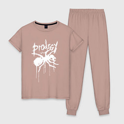 Пижама хлопковая женская Draw white logo - Ant, цвет: пыльно-розовый