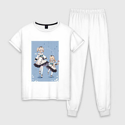 Пижама хлопковая женская Кли и Барбара Genshin Impact, цвет: белый