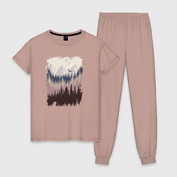 Пижама хлопковая женская Дикая природа, цвет: пыльно-розовый