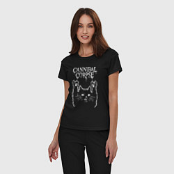 Пижама хлопковая женская Cannibal Corpse Рок кот, цвет: черный — фото 2