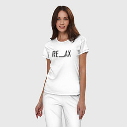 Пижама хлопковая женская RELAX BLACK, цвет: белый — фото 2