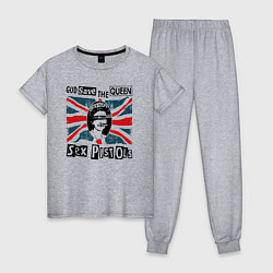 Пижама хлопковая женская Sex Pistols - God Save The Queen, цвет: меланж