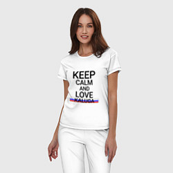 Пижама хлопковая женская Keep calm Kaluga Калуга, цвет: белый — фото 2